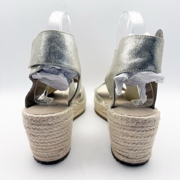 Eileen Fisher Womens Willow Wedge Sandal US 10 EU 40.5 Silver Glitter Suede NWOB - Picture 9 of 12